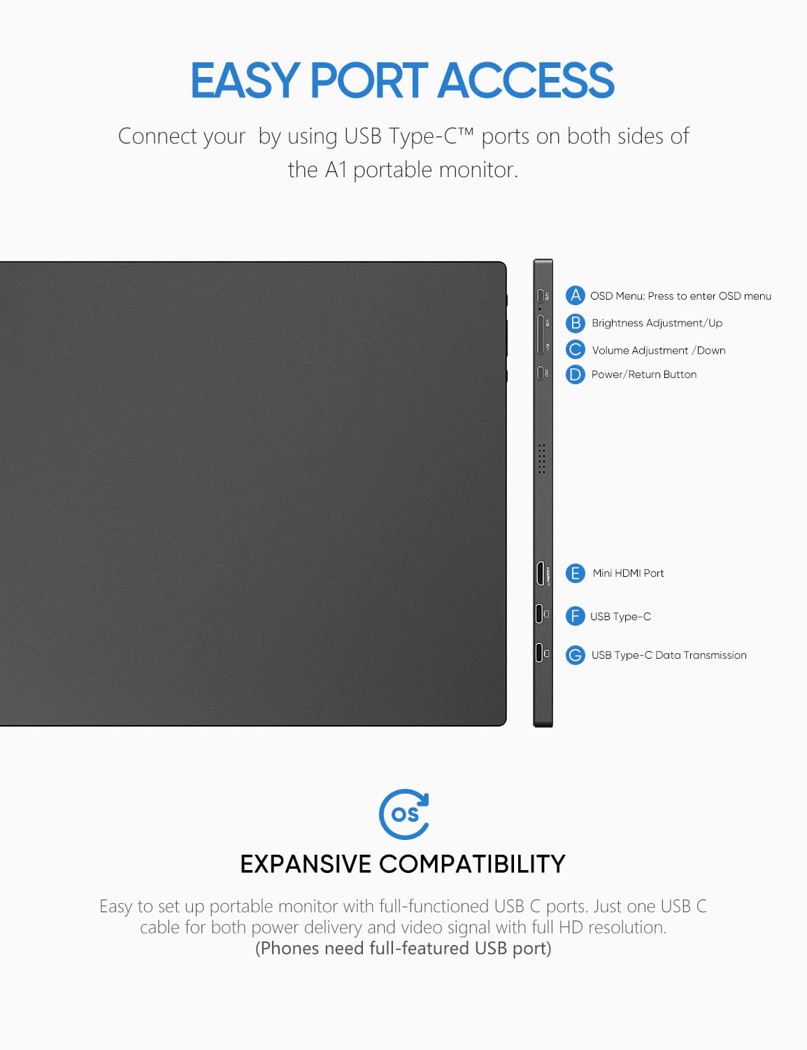 Arzopa 15.6 inch IPS FHD HDR 1080P Resolution 100% SRGB 300 Nits Portable Monitor - Image 5