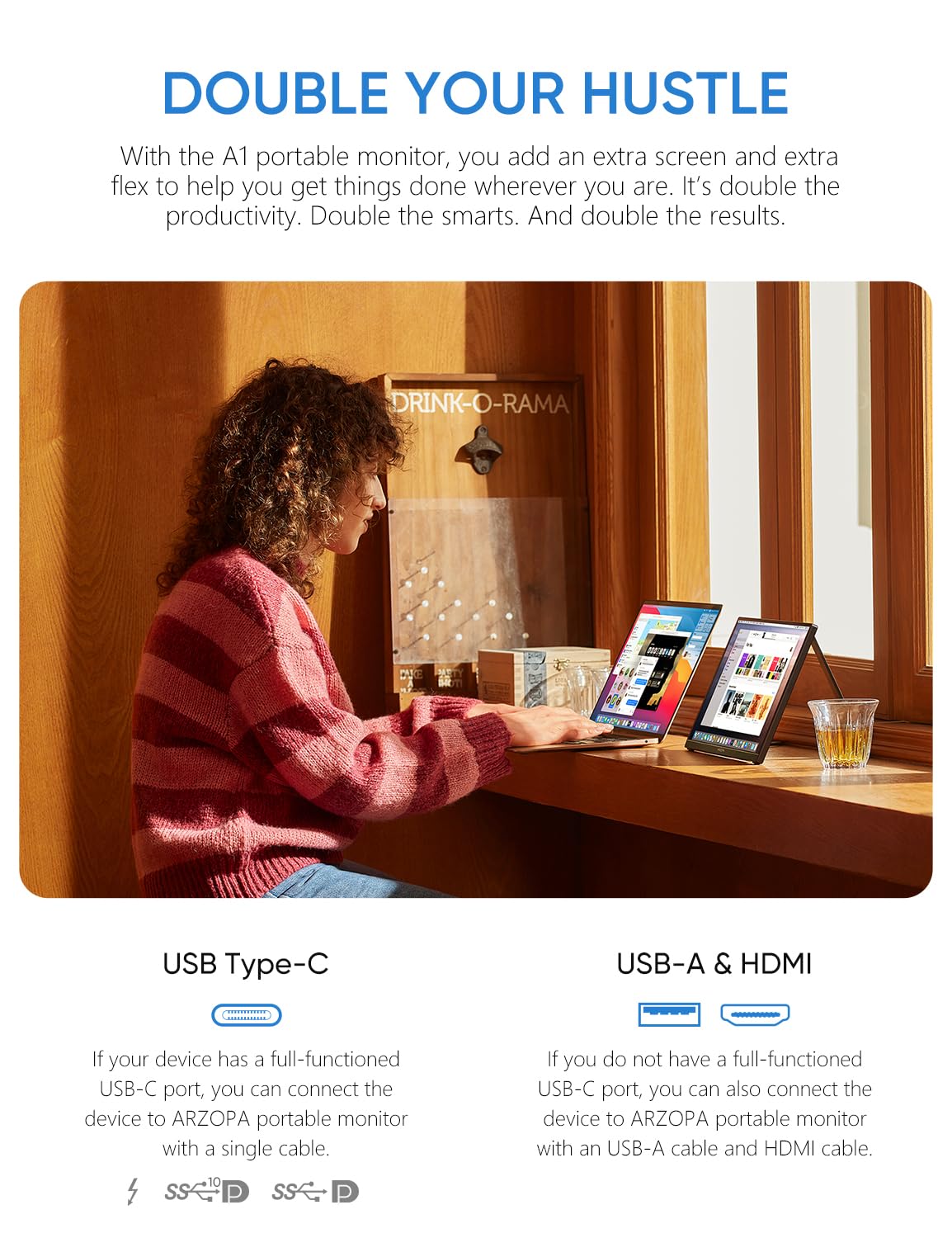 Arzopa 15.6 inch IPS FHD HDR 1080P Resolution 100% SRGB 300 Nits Portable Monitor - Image 4