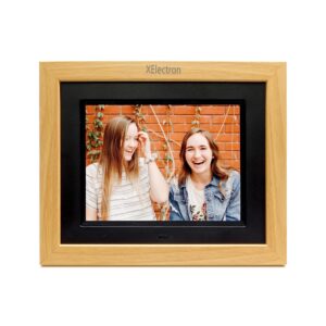 XElectron 8 inch IPS LED Digital Photo Frame with Wide View HD Display, Auto-Rotate, Play Photos, Videos, Music and Slideshow with SD Card, USB Ports (Wooden)