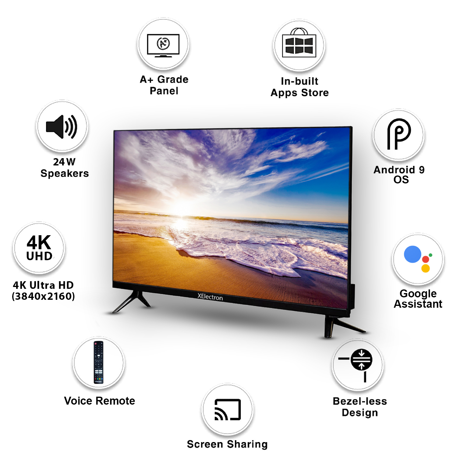 XElectron 43 Inch (108 cm) Ultra HD 4K Smart Android LED TV with Cloud Feature and Soundbar 43XETV (Black) - Image 8
