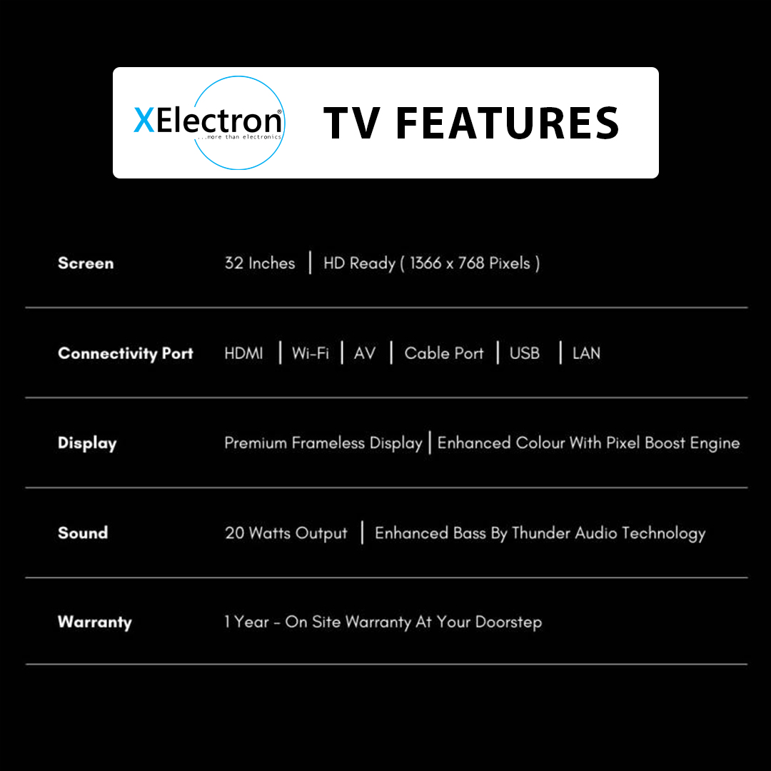 XElectron 32 Inch (80 cm) HD Ready Smart Android LED TV with Built-in Soundbar - Image 9