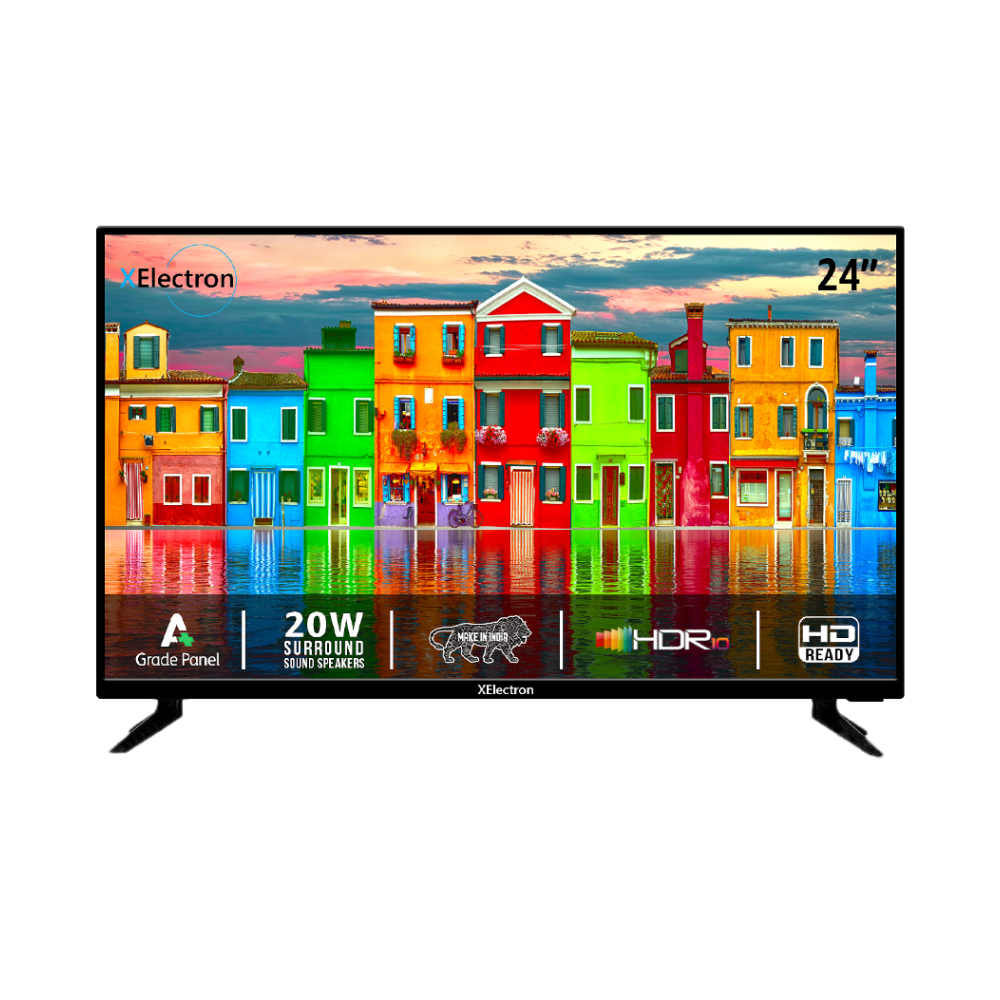 XElectron 24 Inch (60 cm) HD Ready LED TV with A+ Grade Panel, Noise Reduction, Dynamic Picture Enhancement, Cinema Zoom, Powerful 20W Box Speakers, 60Hz Refresh Rate, Model 24STV (Black)