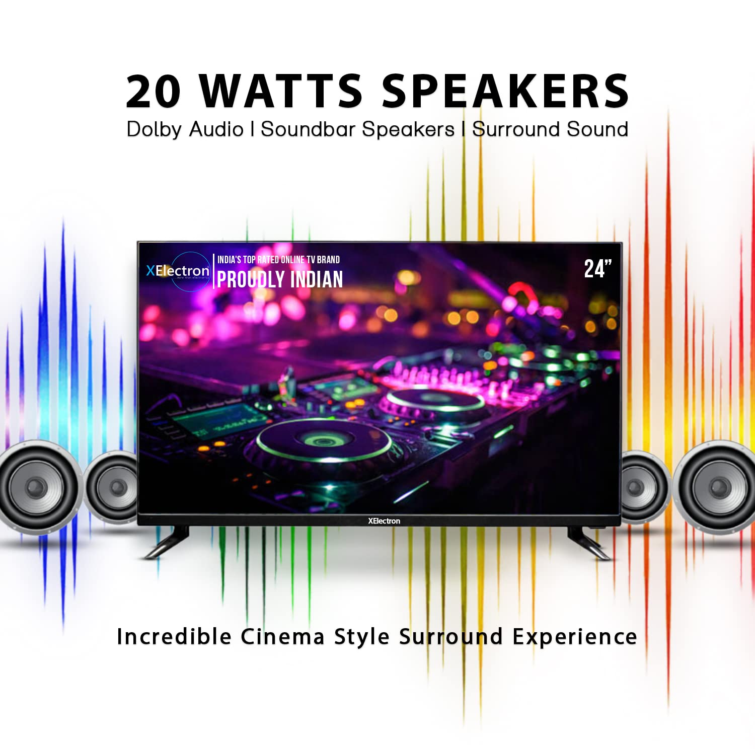 XElectron 24 Inch (60 cm) HD Ready LED TV with A+ Grade Panel, Noise Reduction, Dynamic Picture Enhancement, Cinema Zoom, Powerful 20W Box Speakers, 60Hz Refresh Rate, Model 24STV (Black) - Image 6