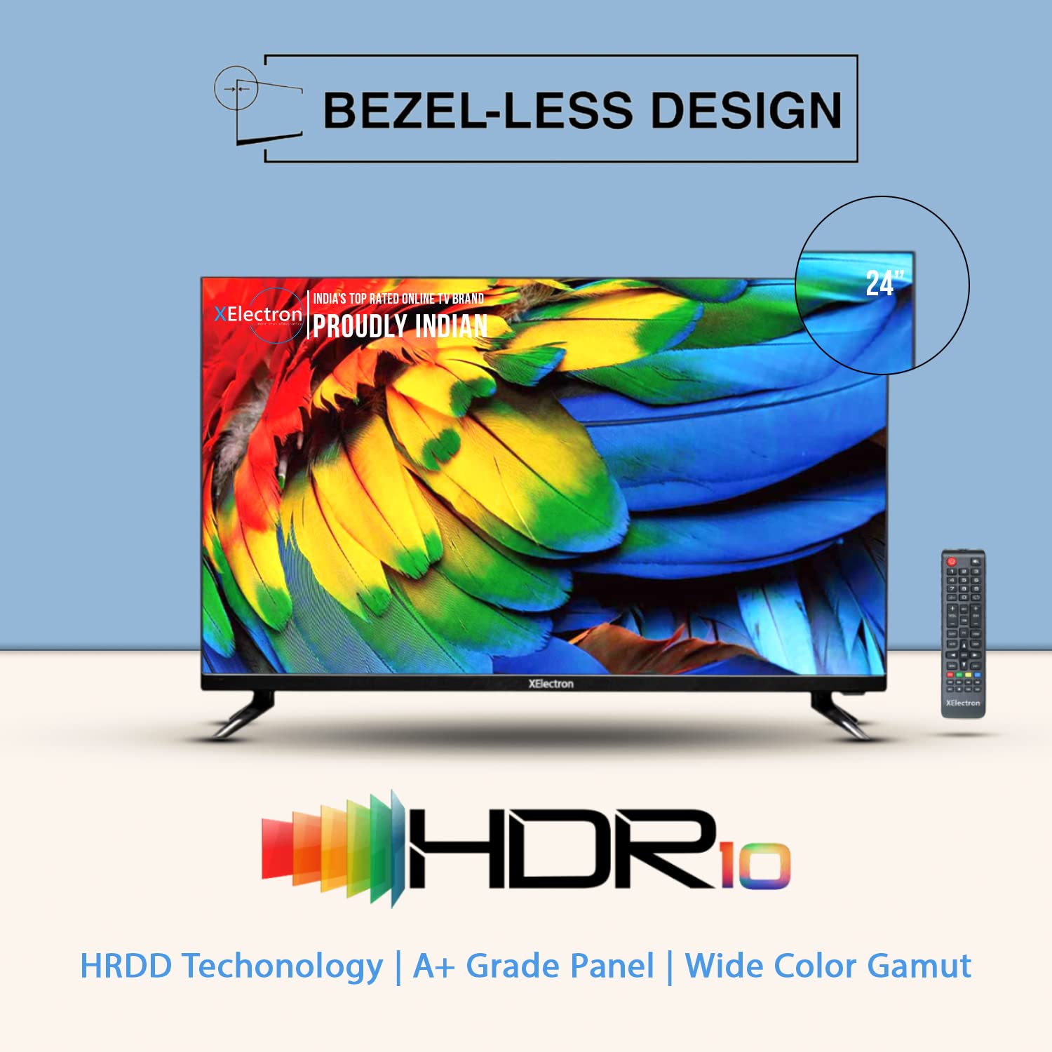 XElectron 24 Inch (60 cm) HD Ready LED TV with A+ Grade Panel, Noise Reduction, Dynamic Picture Enhancement, Cinema Zoom, Powerful 20W Box Speakers, 60Hz Refresh Rate, Model 24STV (Black) - Image 3