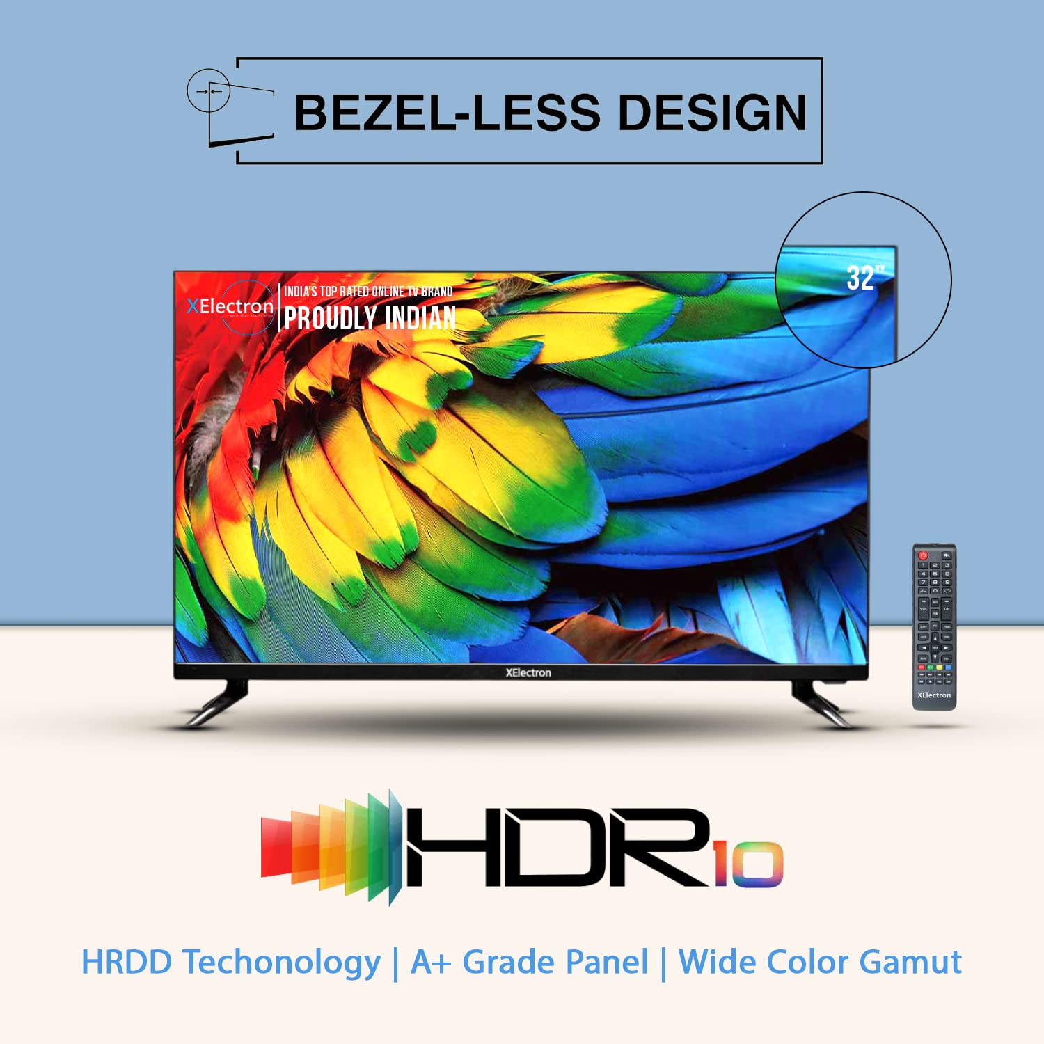 XElectron 32 Inch (80 cm) Slim Bezel HD Ready LED TV with Powerful Speakers 32STV (Black) - Image 5