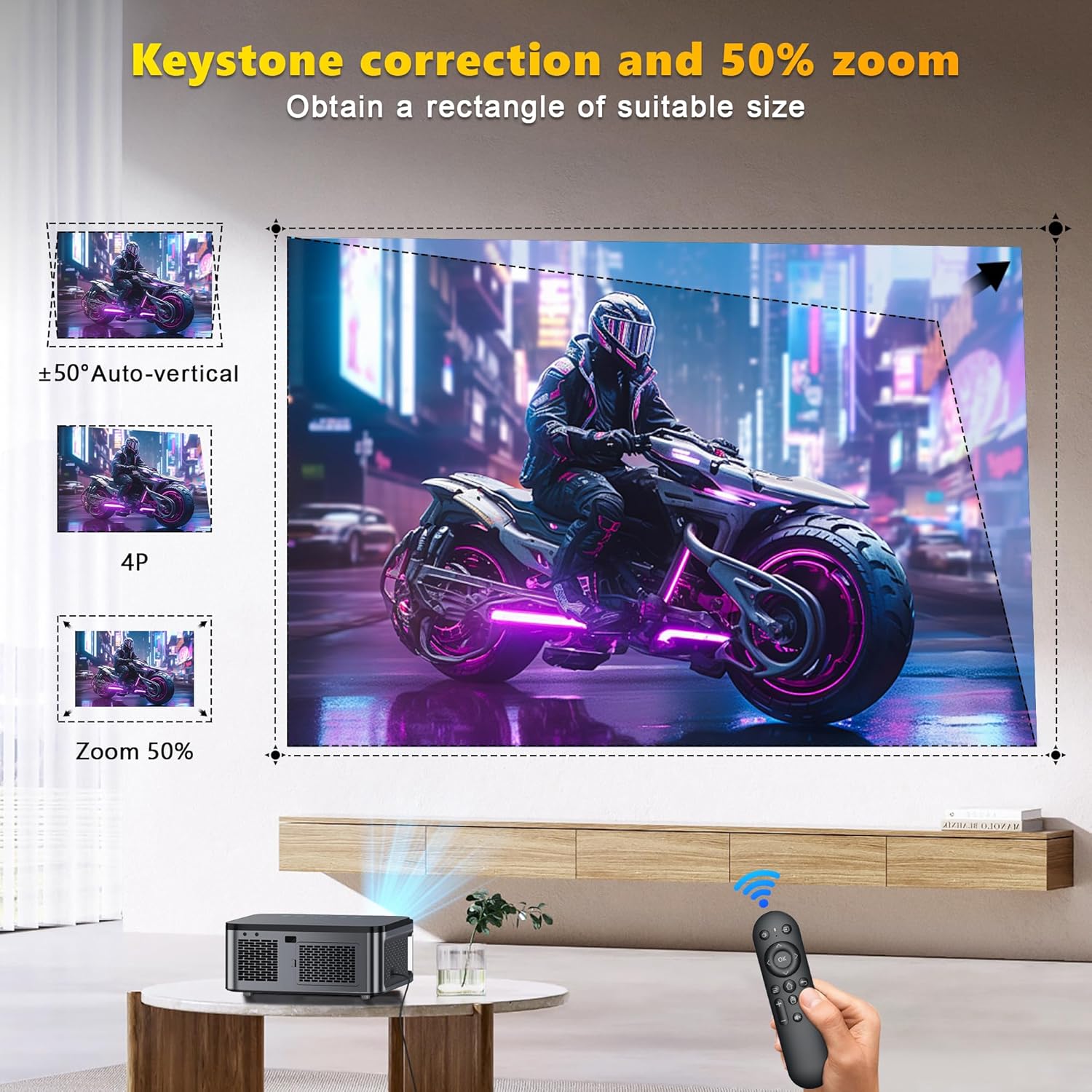 XElectron iProjector 2 Plus Auto Focus Auto Keystone Smart Projector | Native 1080P Full HD 4K Resolution, HDMI ARC, Android 12, BT 5.4, WiFi, Dust Proof | 20000 Lumens | Projector for Home - Image 4