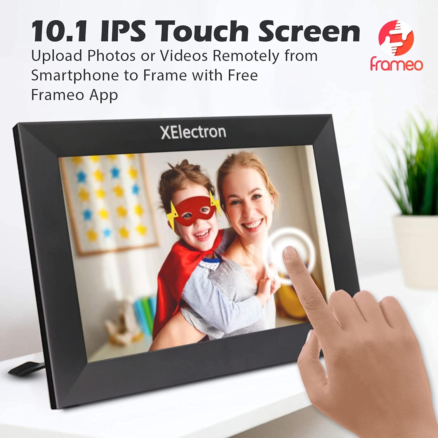 XElectron 10.1 inch WiFi Digital Photo Frame HD IPS Touch Screen HD Display, Smart Cloud Photo Frame with 32GB Memory, Auto-Rotate, Share Photos and Videos via Frameo App - Image 2