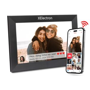 XElectron 10.1 inch WiFi Digital Photo Frame HD IPS Touch Screen HD Display, Smart Cloud Photo Frame with 32GB Memory, Auto-Rotate, Share Photos and Videos via Frameo App