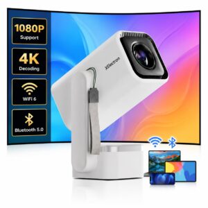 XElectron Techno Android 14 Smart Home Theater Movie HD Projector, 1080P & 4K Support, Inbuilt Speaker, Rotatable, Electric Focus, Auto & 4D Keystone with Built-in Apps, WiFi & BT, Screen Mirroring