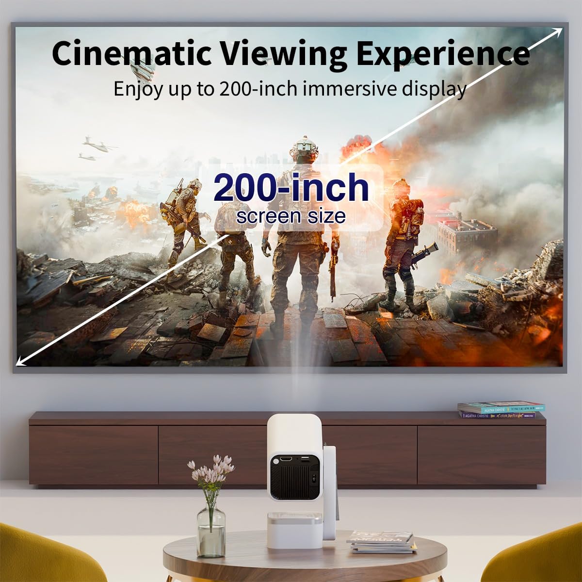 XElectron Techno Android 14 Smart Home Theater Movie HD Projector, 1080P & 4K Support, Inbuilt Speaker, Rotatable, Electric Focus, Auto & 4D Keystone with Built-in Apps, WiFi & BT, Screen Mirroring - Image 6