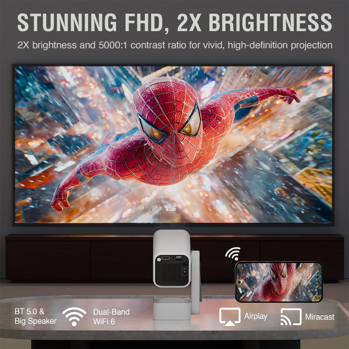 XElectron Techno Android 14 Smart Home Theater Movie HD Projector, 1080P & 4K Support, Inbuilt Speaker, Rotatable, Electric Focus, Auto & 4D Keystone with Built-in Apps, WiFi & BT, Screen Mirroring - Image 5