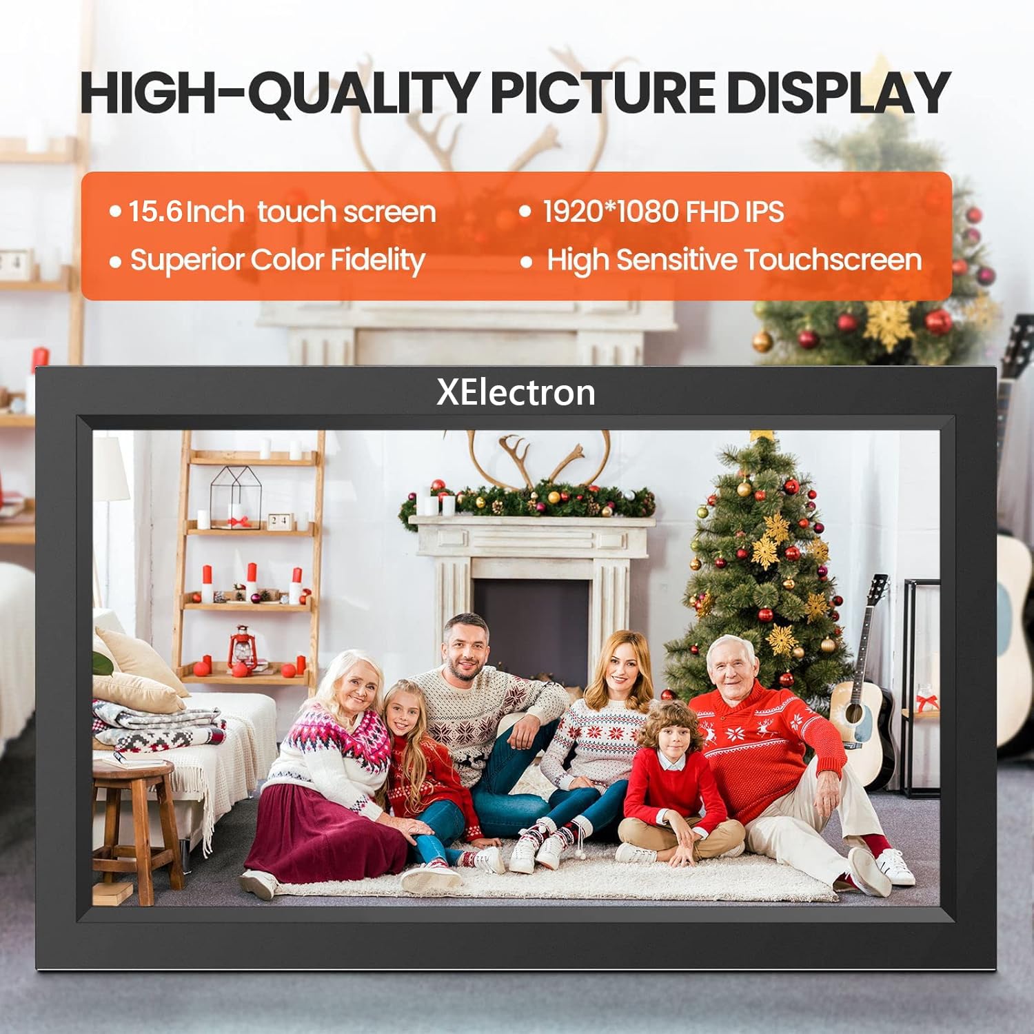 XElectron 15.6 Inch Large Digital Picture Frame, WiFi Digital Photo Frame with 16GB Storage and SD Card Slot/USB Port, Free Storage, 1920x1080 IPS FHD Touch Screen - Gift for Friends and Family - Image 5