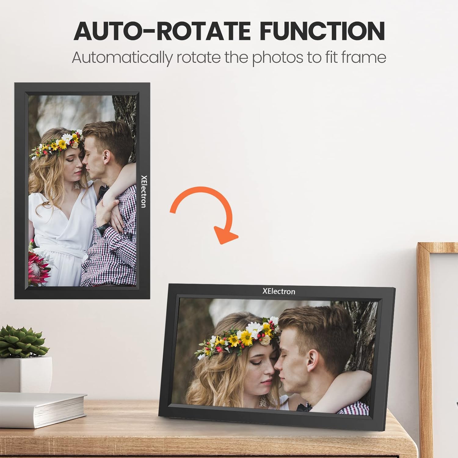 XElectron 15.6 Inch Large Digital Picture Frame, WiFi Digital Photo Frame with 16GB Storage and SD Card Slot/USB Port, Free Storage, 1920x1080 IPS FHD Touch Screen - Gift for Friends and Family - Image 3