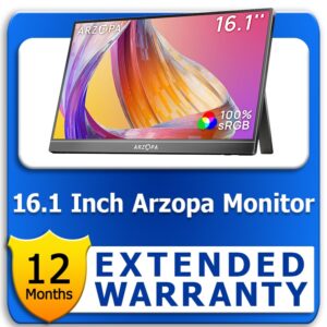 ARZOPA 16.1 Inch Portable Monitor 1 Year Extended Warranty