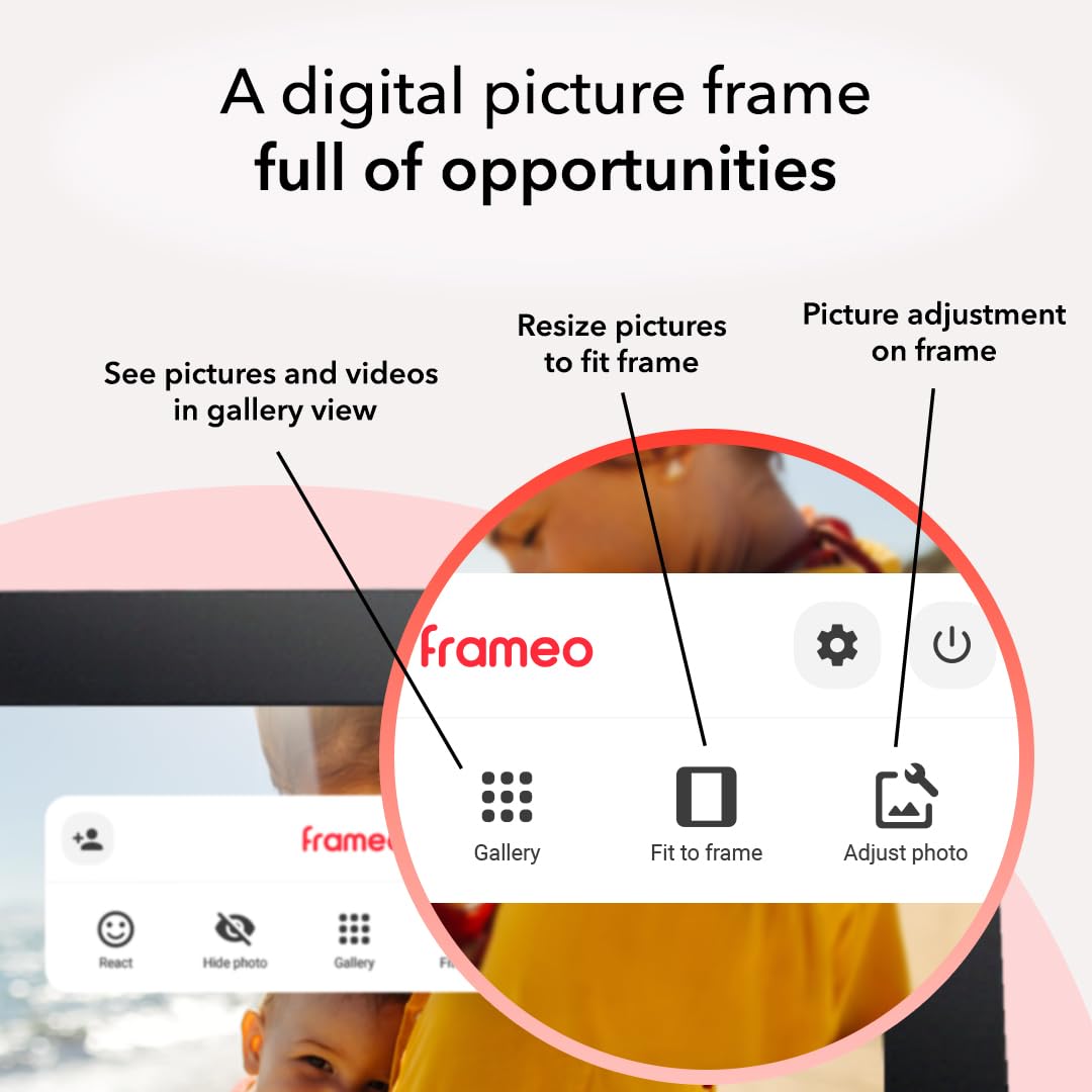 XElectron 10.1 inch WiFi Portrait Digital Photo Frame with Slideshow, Video & Sound HD IPS Touch Screen, Smart Cloud Picture Frame with 32GB Internal Memory, Easy to Share via Frameo App Auto-Rotate - Image 5