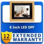 8 Inch Wooden Digital Photo Frame 1 year Extended Warranty