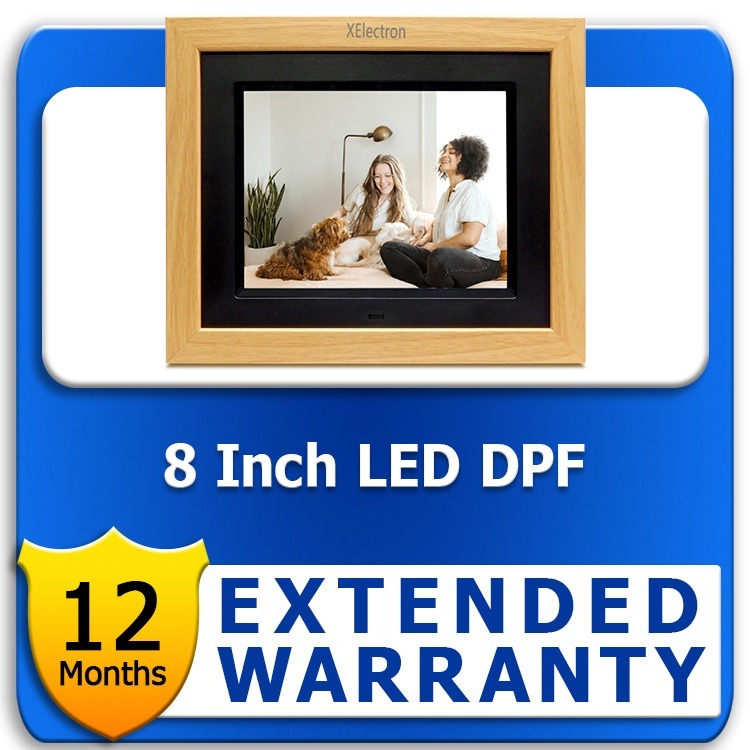 8 Inch Wooden Digital Photo Frame 1 year Extended Warranty
