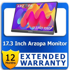 ARZOPA 17.3 Inch Portable Monitor 1 Year Extended Warranty